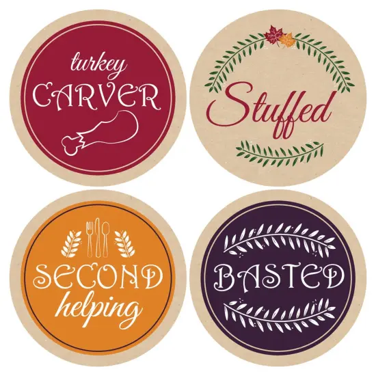 Big Dot of Happiness Friends Thanksgiving Feast - Friendsgiving Party Funny Name Tags - Party Badges Sticker Set of 12 {4}