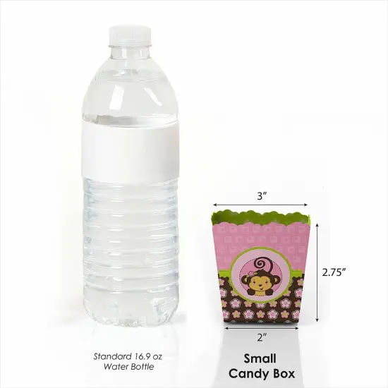 Big Dot of Happiness Pink Monkey Girl - Party Mini Favor Boxes - Baby Shower or Birthday Party Treat Candy Boxes - Set of 12 {4}