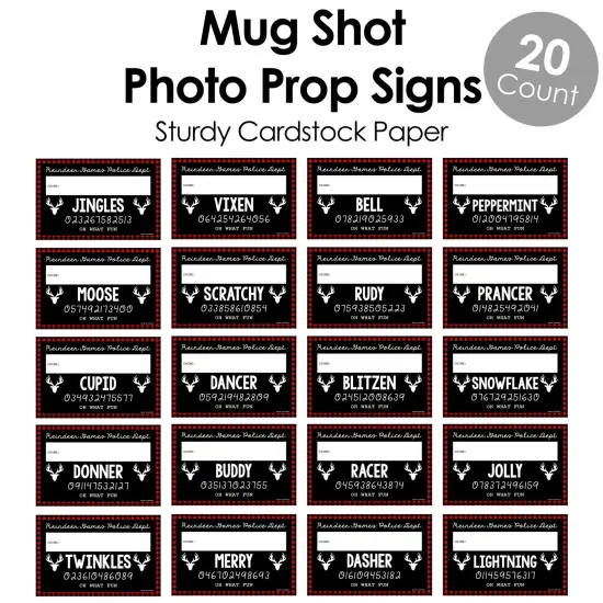 Big Dot of Happiness Prancing Plaid - Party Mug Shots - Photo Booth Props Christmas & Holiday Buffalo Plaid Party Mugshot Signs - 20 Count {6}