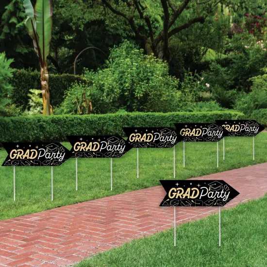 Big Dot of Happiness Arrow Hello College Graduation Party Direction Signs - Double Sided Outdoor Yard Signs - Set of 6 {3}