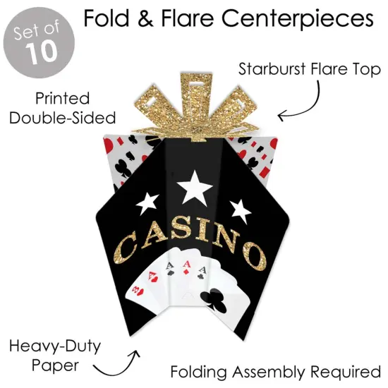 Big Dot of Happiness Las Vegas - Table Decorations - Casino Party Fold and Flare Centerpieces - 10 Count {4}