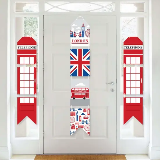 Big Dot of Happiness Cheerio, London - Hanging Vertical Paper Door Banners - British UK Party Wall Decoration Kit - Indoor Door Decor {1}