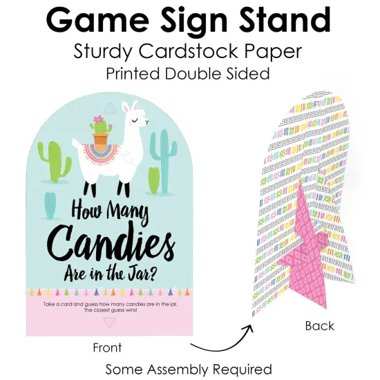 Big Dot of Happiness Whole Llama Fun - How Many Candies Llama Fiesta Baby Shower or Birthday Party Game - 1 Stand and 40 Cards - Candy Guessing Game {6}