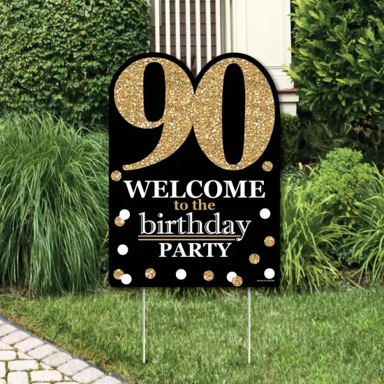 Big Dot of Happiness Adult 90th Birthday - Gold - Party Decorations - Birthday Party Welcome Yard Sign {1}