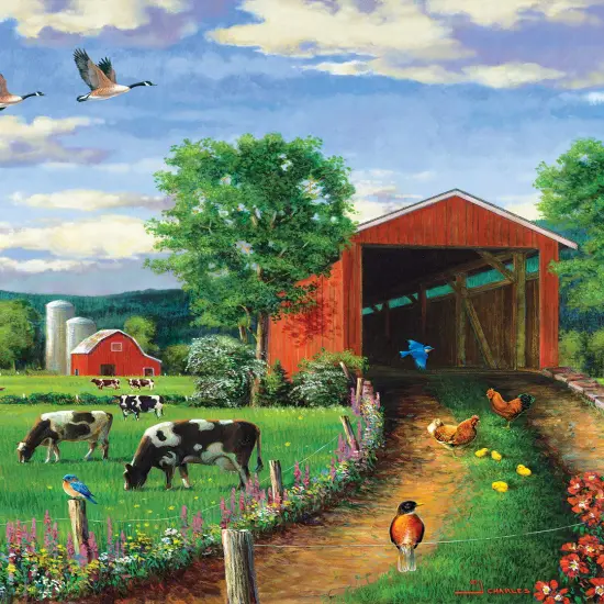 Sunsout Chickens At the Bridge 500 pc Jigsaw Puzzle 37202 {1}