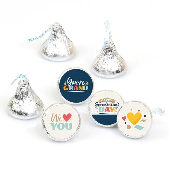 Big Dot of Happiness Happy Grandparents Day - Grandma & Grandpa Party Round Candy Sticker Favors - Labels Fits Chocolate Candy (1 sheet of 108) {1}
