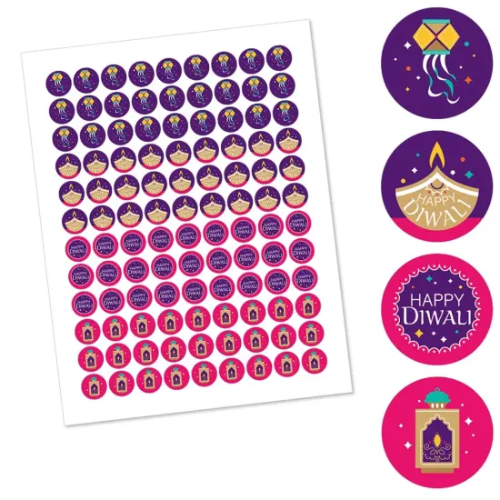 Big Dot of Happiness Happy Diwali - Festival of Lights Party Round Candy Sticker Favors - Labels Fits Chocolate Candy (1 sheet of 108) {3}