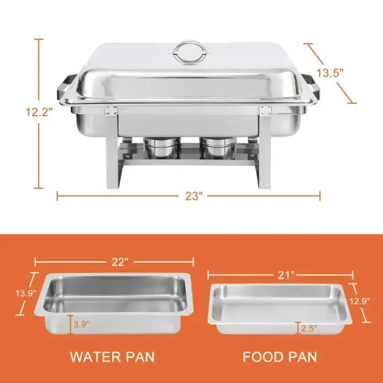 4 PACK CATERING STAINLESS STEEL CHAFER CHAFING DISH SETS 8 QT PARTY PACK {3}