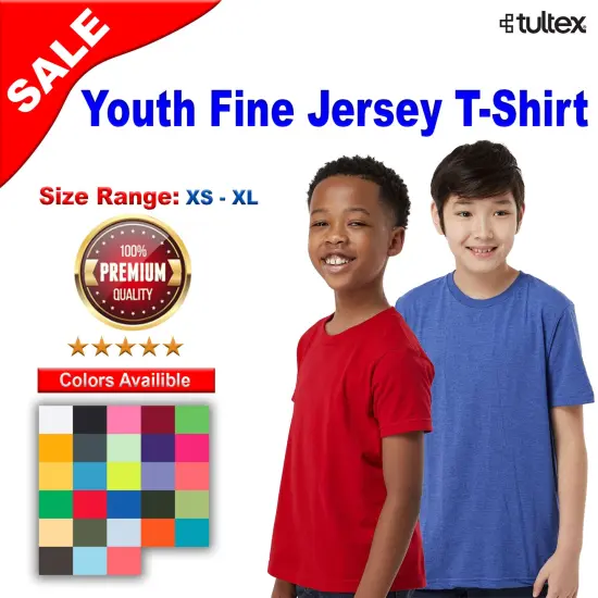 Tultex&reg; Youth Fine Jersey Crew Neck Short Sleeve T-Shirt Military Green {2}