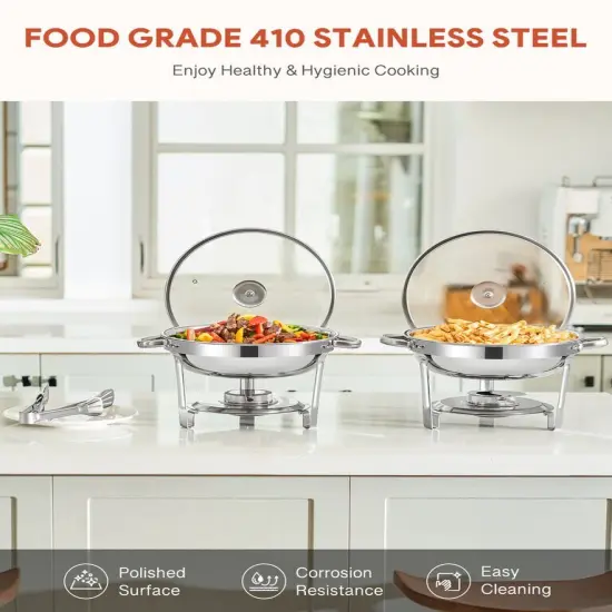 "WILPREP 5qt Chafing Dish Buffet Set of 2 Stainless Steel Food Warmers for Party " {3}