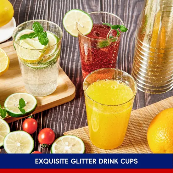 100 Pack 12 oz Gold Plastic Cups - Disposable Heavy-duty Tumblers {3}