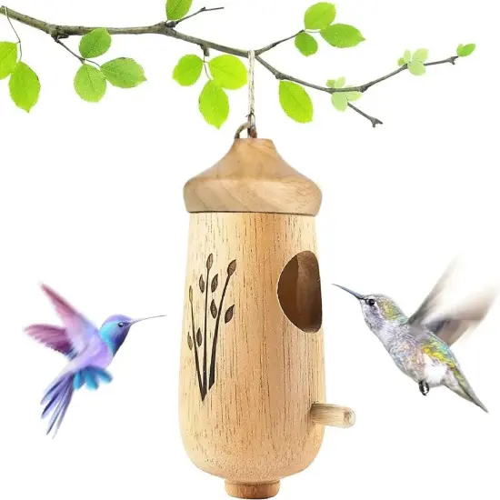 Hummingbird House Natural Wooden Hummingbird Nesting Houses for Gardening Decor {3}
