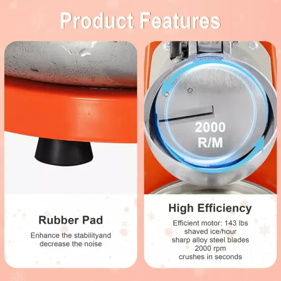 300W Electric Ice Crusher Machine Shaver Shaved Icee Snow Cone Maker 143 lbs {4}