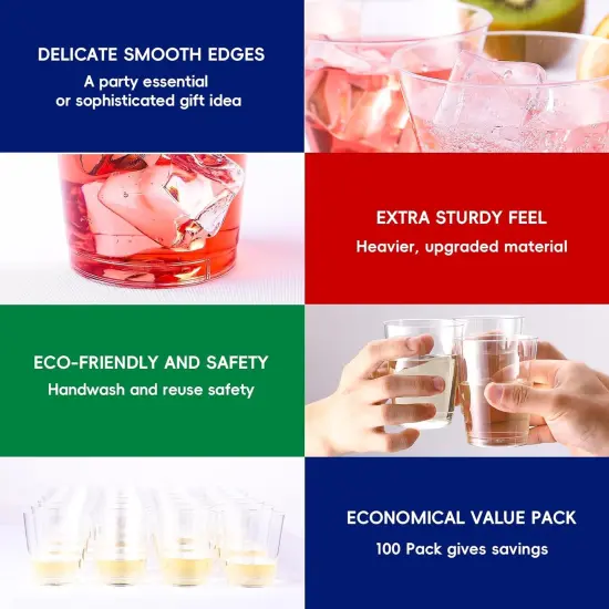 100 Pack 14 oz Plastic Cups - Disposable Heavy-duty Tumblers Clear {4}