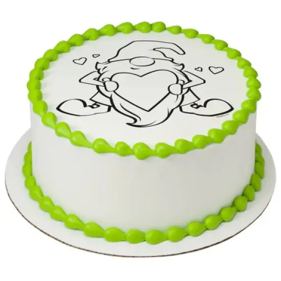 Paintable Love Gnome Valentine's Day Edible Cake Image PhotoCake&reg; {2}