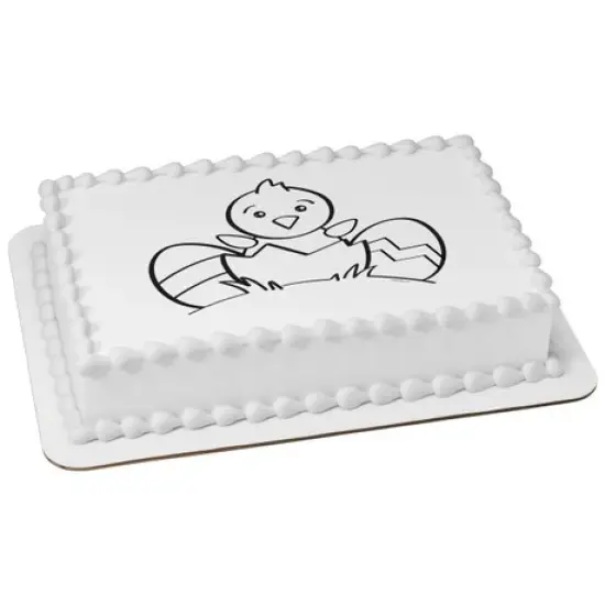 Paintable Easter Chick & Eggs Easter Edible Cake Image PhotoCake {1}