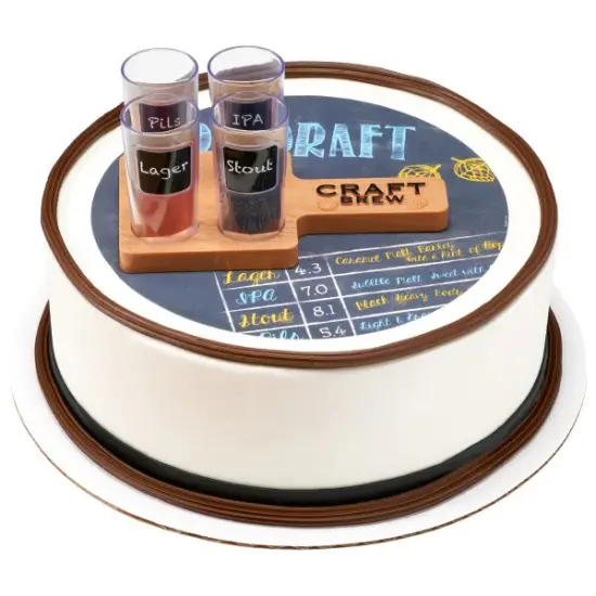 Craft Brew Flight with paddle Bourbon Beer Tap shot glasses Set Cake Kit {2}