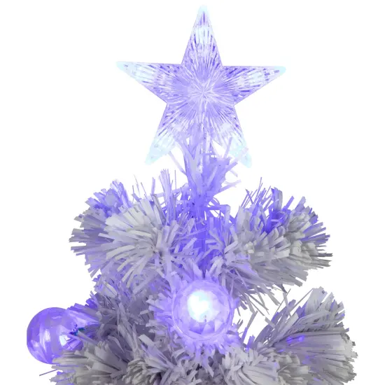 Northlight Pre-Lit Medium Color Changing Fiber Optic Artificial Christmas Tree - 4' - White - Blue LED Lights {4}