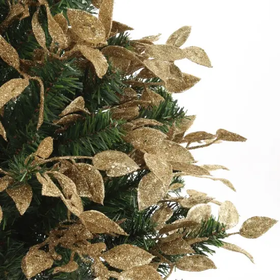 Radiant 7-Inch Gold Salal Leaf Spray - Striking Metallic Faux Foliage for Home Decor, Floral Arrangements & Upscale Events {4}