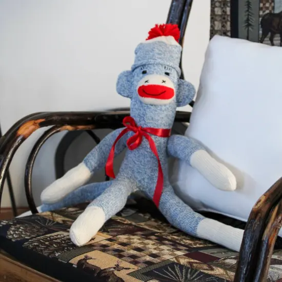 Lehman's Stuffed Monkey Rockford Red Heel Handmade 24 inch Blue {7}