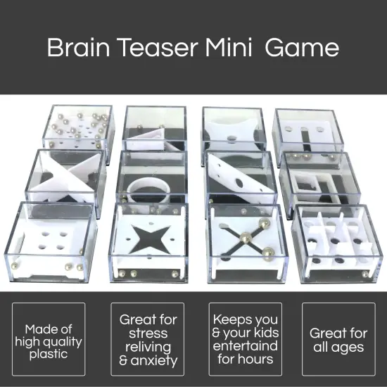 Balance IQ Party Favor Games - Cube Puzzle Stocking Stuffers for Kids and Adults - 12 Puzzles {4}