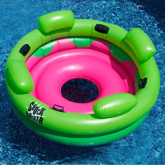 Swim Central 75" Bright Green and Pink Inflatable Shock Rocker Swimming Pool Float {3}