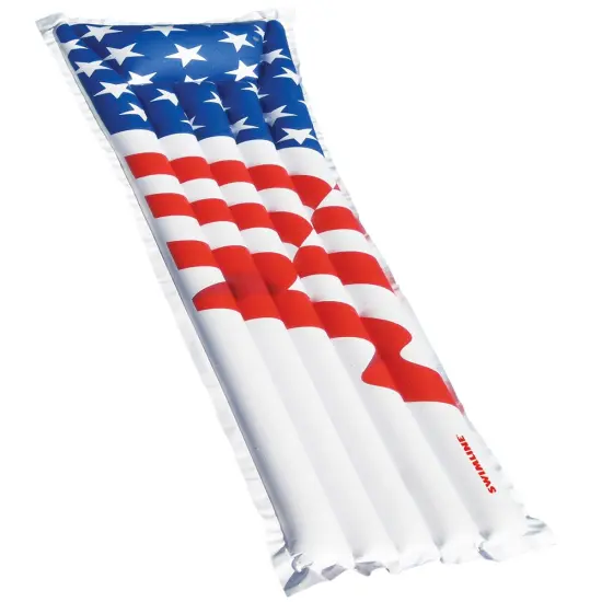 Swim Central 72-Inch Inflatable White and Red American Flag Swimming Pool Air Mattress {1}