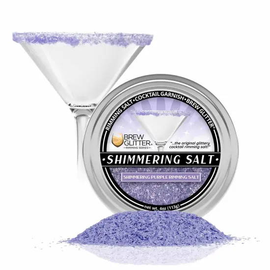 Brew Glitter - Shimmering Purple Rimming Salt (4oz, 1x Bar Tin) Edible Glitter Blended Cocktail Garnish for Mixed Drinks and Beverages {1}