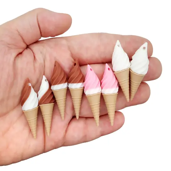 Ice Cream Pendants, Cute Chocolate Dipped and Swirl Cones, 8 pcs, Adorabilities {3}