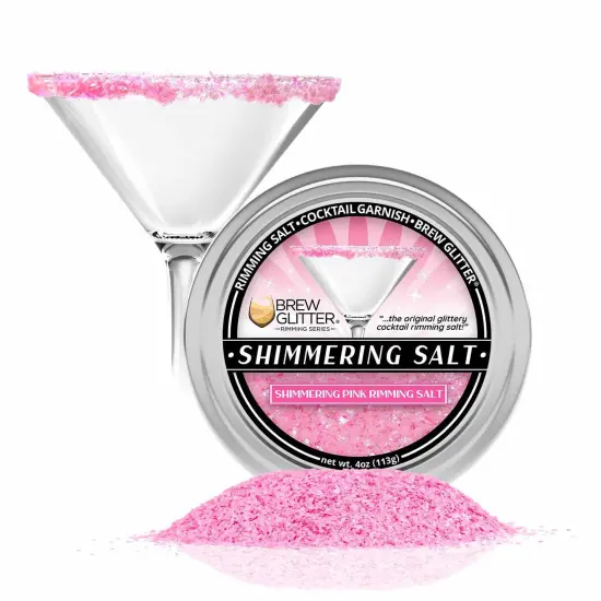Brew Glitter - Shimmering Pink Rimming Salt (4oz, 1x Bar Tin) Edible Glitter Blended Cocktail Garnish for Mixed Drinks and Beverages {1}