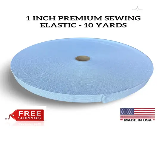 FabricLA 1" Elastic Strap | 1 Inch Elastic for Sewing Waistband | Black Knitted Elastic Bands for Crafts 5, 10 or 50 Yards - Made in USA - White or Black {3}