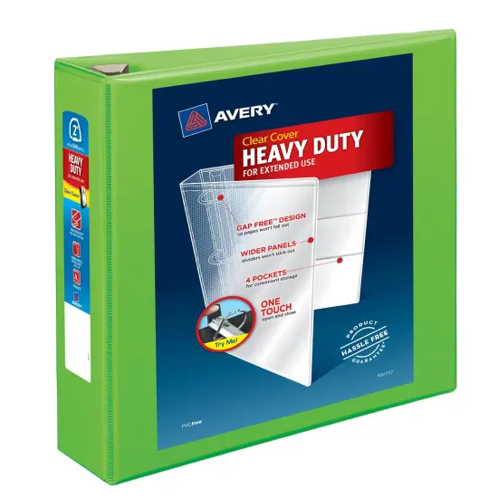 Avery Heavy-Duty View 3 Ring Binder, 2" One Touch EZD Rings, 1 Chartreuse Binder (79776) {1}