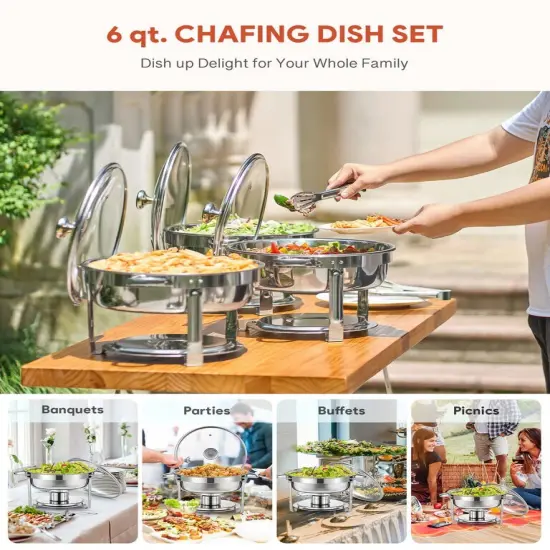 WILPREP 6qt Chafing Dish Buffet Set Stainless Steel Food Warmer for Parties {2}