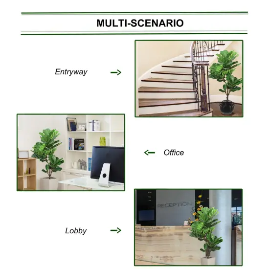 56" Fiddle Leaf Tree - Realistic Lush Leaves in Black Pot, Indoor Decor for Home, Office & Living Spaces - Year-Round Greenery, Floral Home by Artificial Flowers {7}