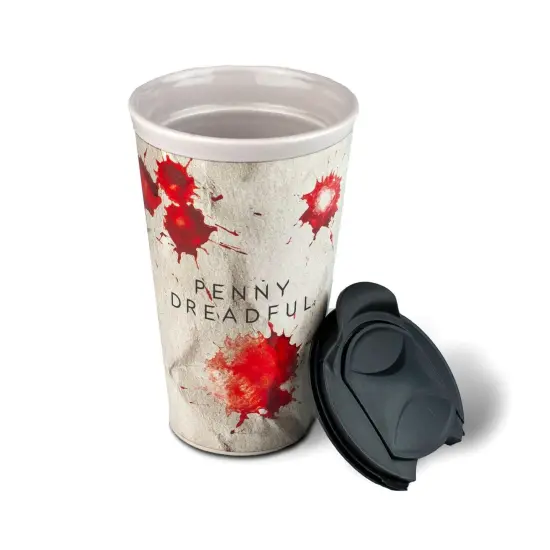 Penny Dreadful Mugs | Penny Dreadful White Ceramic Blood Strain Travel Mug {3}