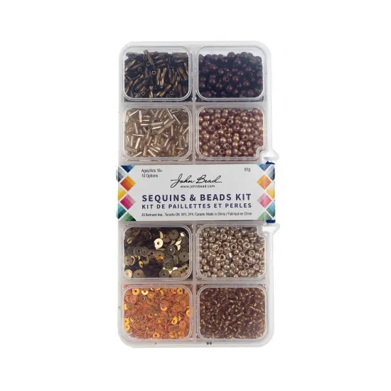 John Bead 10 Types Mix Sequins & Beads Kit Gold {3}