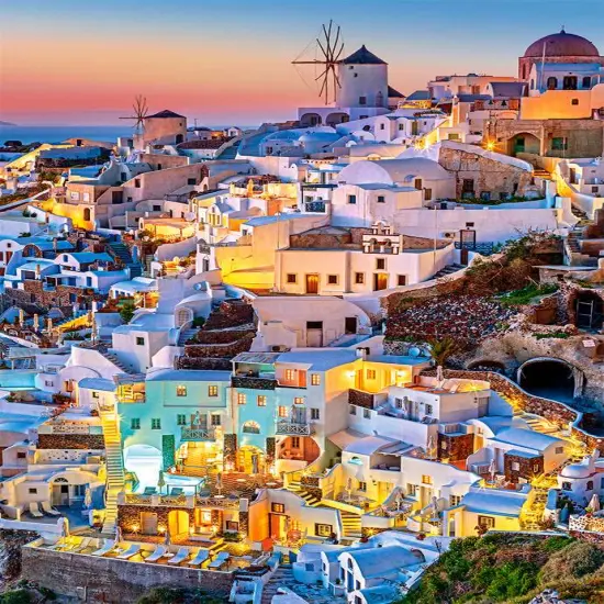 1000 Piece Jigsaw Puzzle, Santorini Lights, Puzzle of Greece, Island Paradise Puzzle, Adult Puzzle, Castorland C-103522-2 {2}