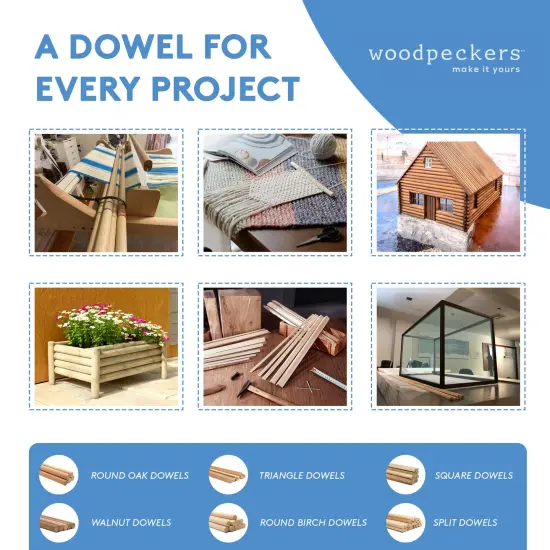 Wooden Dowel Rods 1-1/2 inch Thick, Multiple Lengths, Unfinished Sticks Crafts & DIY | Woodpeckers {3}
