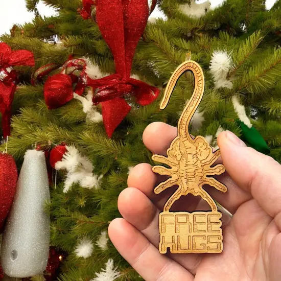 Ornament - Free Hugs - Raw Wood 1x4in {2}