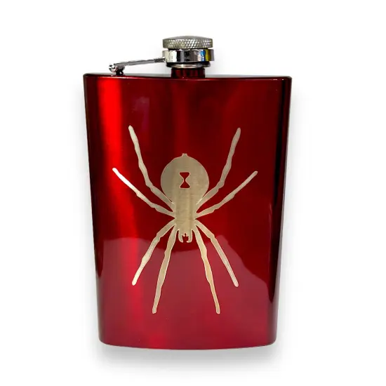 8oz RED Black Widow Flask {1}