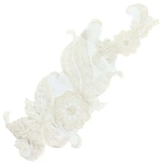 Vintage Daisy With Leaf Bridal Applique/Patch 2 Pack - 17" x 6 1/2" Ivory {3}
