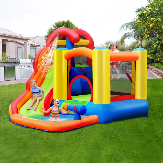 Inflatable Water Slide Bounce House with Pool and Cannon {1}