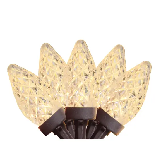 Northlight LED Faceted C7 Christmas Lights - Warm White - 66' Brown Wire - 100ct Clear {1}