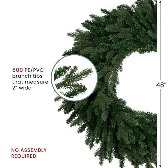 Northlight Real Touch&trade; Grande Spruce Artificial Christmas Wreath - 48" - Unlit Green {5}