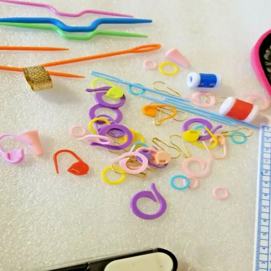 100-piece Crochet Hook Set, including yarn, knitting needles, sewing tools, and a handy zipper case. {3}