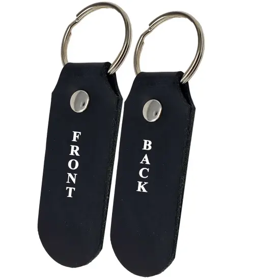 2 Sided Leather Key Chains 10 Pack-Customize it for Promotional Gifts, Fundraising, Events, Wedding - Engrave on Both Sides Black {2}