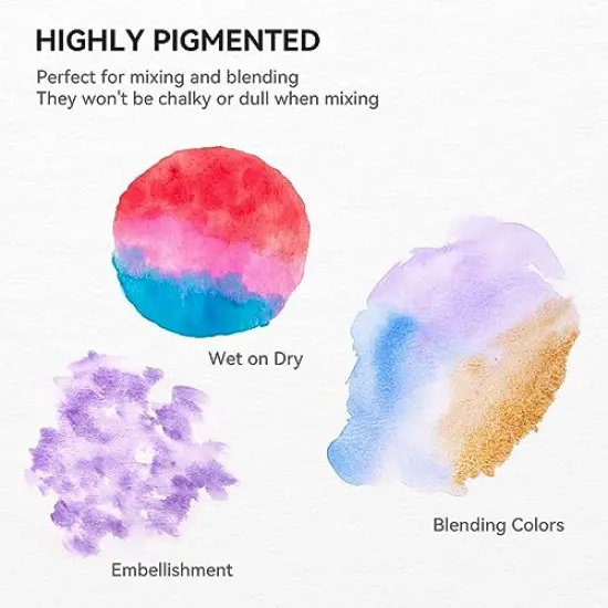 52 Watercolor Paint Set, Travel Watercolors Set with Drawing Pencil, Paint Brushes, 5 Watercolor Paper, Sponge & Black Drawing Pens, Water Colors Paint for Adults, Art Supplies, Purple Case {5}