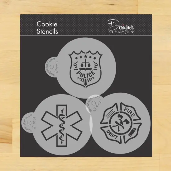 First Responders Cookie Stencil Set | C996 by Designer Stencils | Baking Stencils for Royal Icing, Airbrush, Dusting Powder | {1}