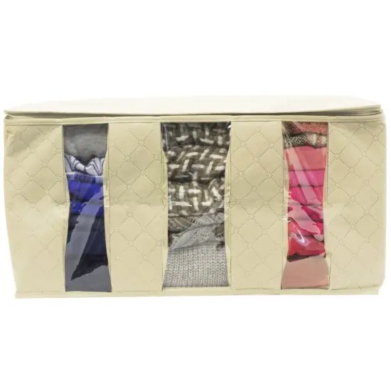 Sorbus Foldable Storage Bag Organizers with 3 divided sections (2 Pack) Beige {5}