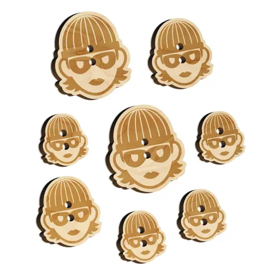Occupation Thief Burglar Criminal Woman Icon Wood Buttons for Sewing Knitting Crochet DIY Craft {7}